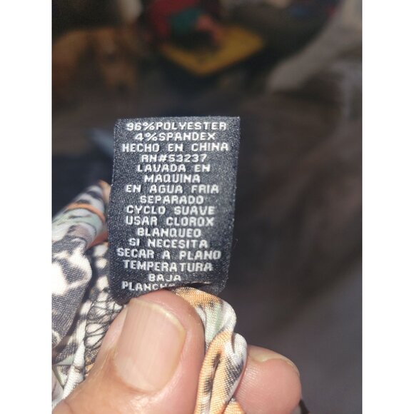 Sleeveless Cutout Boho Print Dress Mlle‎ Gabrielle M Black/Orange Beaded Keyhole - Picture 8 of 8